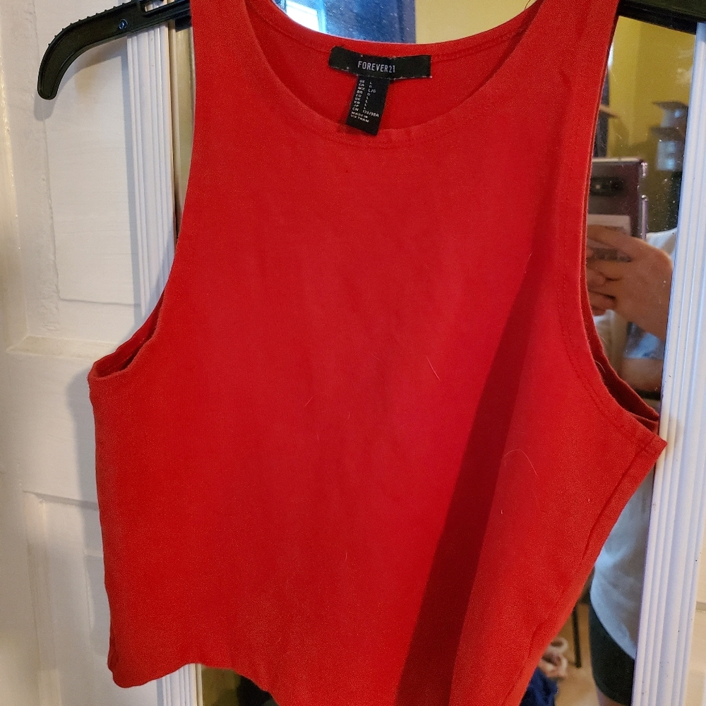 Forever 21 Red Crop Top Size Large High Neck